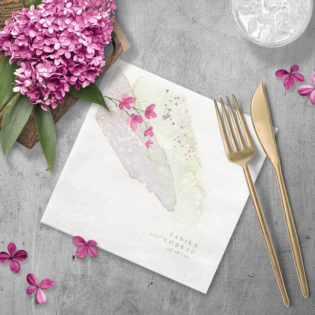 Wildblume Wedding Watercolor Paint Str Fsia ID954 Serviette (Von Creator hochgeladen)