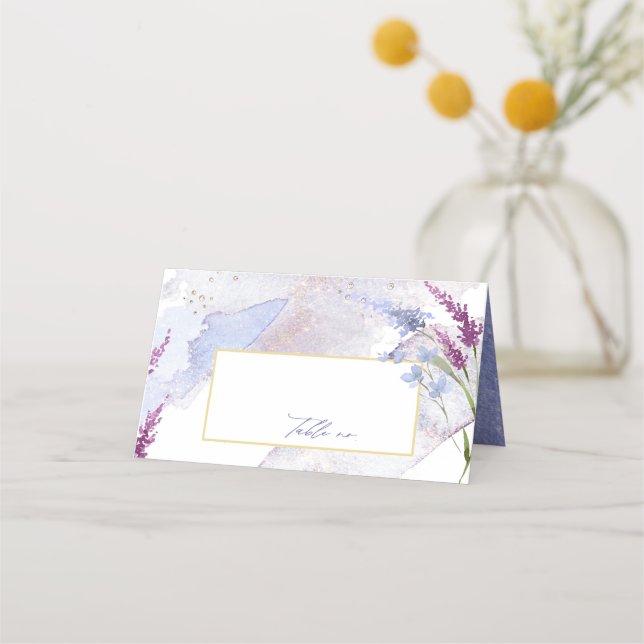 Wildblume Wedding Watercolor Table Peri ID954 Platzkarte (Vorderseite)