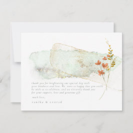 Wildblume Wedding Watercolor Vielen Dank Gold ID95 Dankeskarte