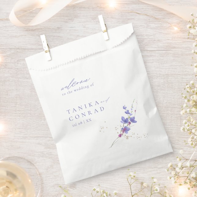 Wildblume Wedding Watercolor Welcome Peri ID954 Geschenktütchen (Ausgeschnitten)