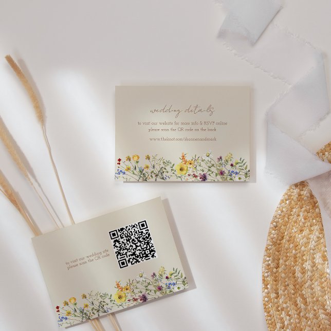 Wildblume Wedding Website Card mit QR Code Begleitkarte (Von Creator hochgeladen)