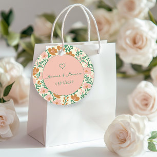 Wildblume Weinreben Rosa Grün Elegante Hochzeit na Geschenkanhänger