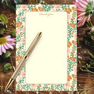 Wildblume Weinreben Rosa Grüne Elegante Blumenbeet Dankeskarte