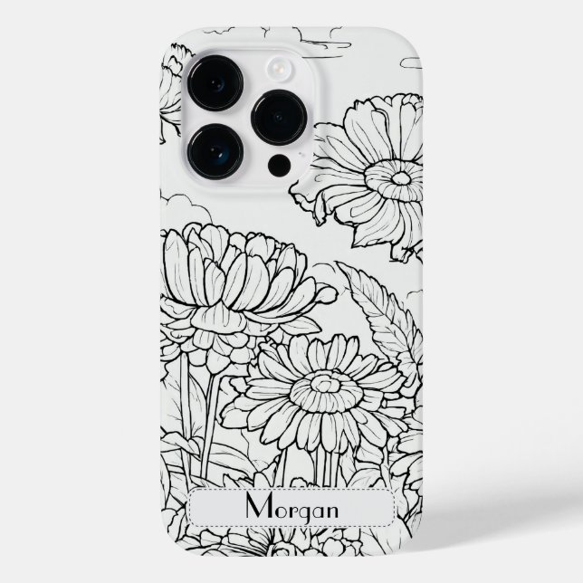 Wildblume Weiß und Schwarz Personalisiert Case-Mate iPhone Hülle (Rückseite)