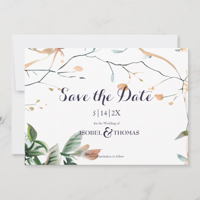Wildblume Whimsical Boho Greenerity Wedding Save The Date (Vorderseite)