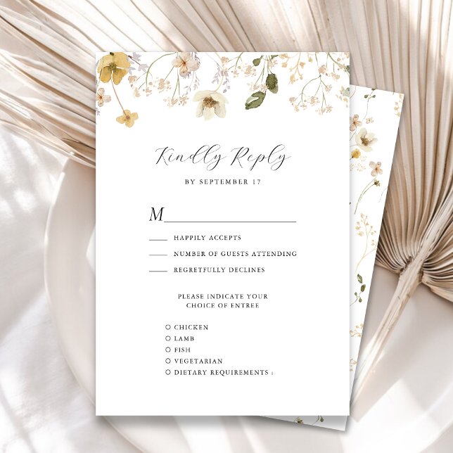 Wildblume Whimsical Boho Moderne Kranzhochzeit RSVP Karte (Von Creator hochgeladen)