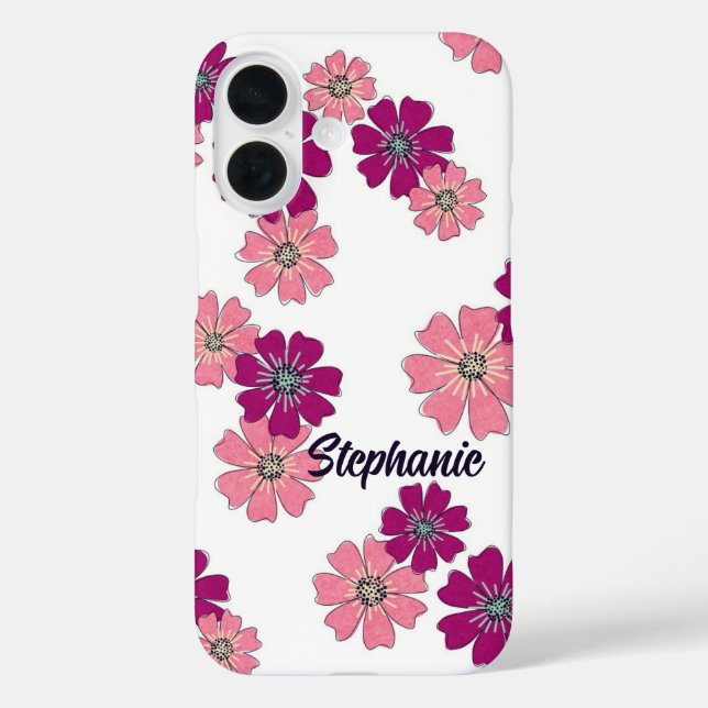Wildblume Whimsy - Pink Hand gezeichnete Florals Case-Mate iPhone Hülle (Rückseite)
