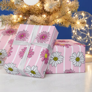 Wildblume Whimsy pink und White Daisies Geschenkpapier