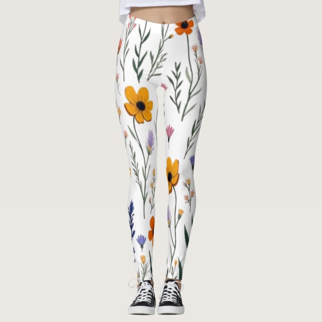Wildblume Whimsy - Weiches Wiesenmuster Leggings (Vorderseite)
