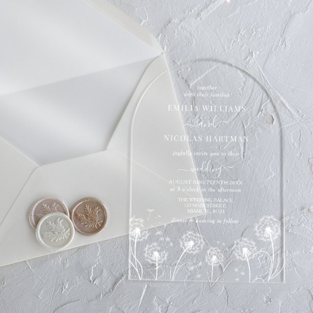 Wildblume White Simple Wedding Acryleinladungen (Von Creator hochgeladen)