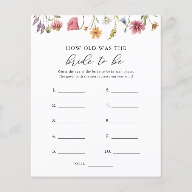 Wildblume, wie alt die Braut war, um zu spielen (Vorderseite)