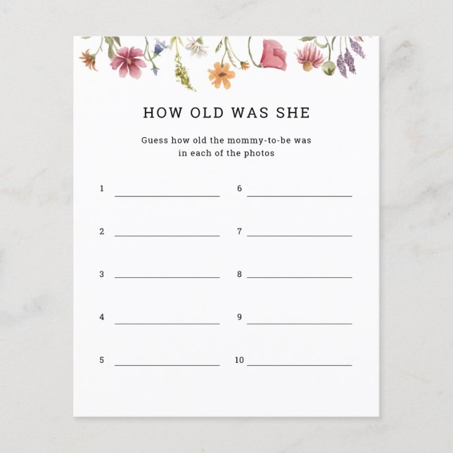 Wildblume wie alt war sie Spielkarten? (Vorderseite)