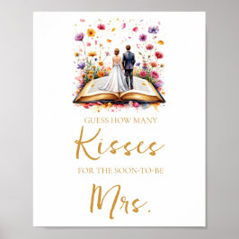 Wildblume Wie viele Kisses Brautparty Game Sign Poster