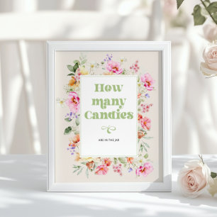 Wildblume Wie viele Süßigkeiten Baby Shower Spiel Poster