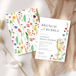 Wildblume Wiese Brunch & Bubbly Pink Dusche Einladung