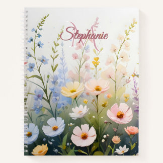 Wildblume-Wiese in Monogramm für Bloomname Notizbuch