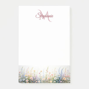 Wildblume-Wiese in Monogramm für Bloomname Post-it Klebezettel