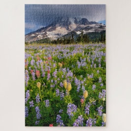 Wildblume Wiese und Lenticular am Rainier-Berg Puzzle