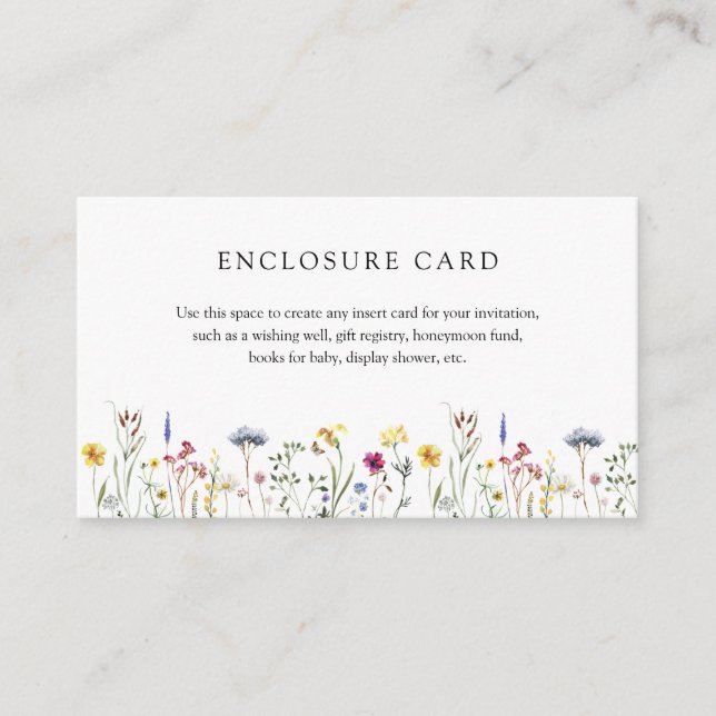 Wildblume-Wieseneinschlusskarte Begleitkarte (Vorderseite)