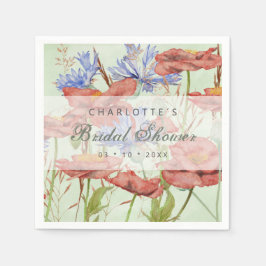 Wildblume-Wiesenmohn-Brautparty Serviette