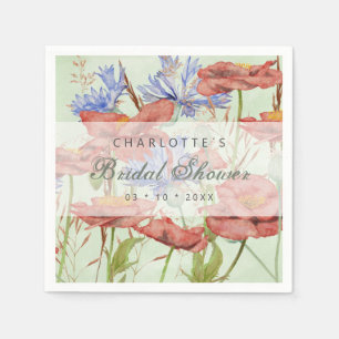 Wildblume-Wiesenmohn-Brautparty Serviette
