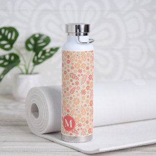 Wildblume-Wiesenmuster und Monogramm Trinkflasche
