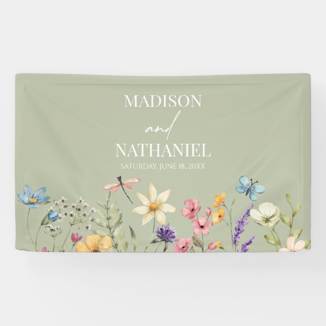 Wildblume Wild Blume Blumengarten Hochzeit Banner (Horizontal)