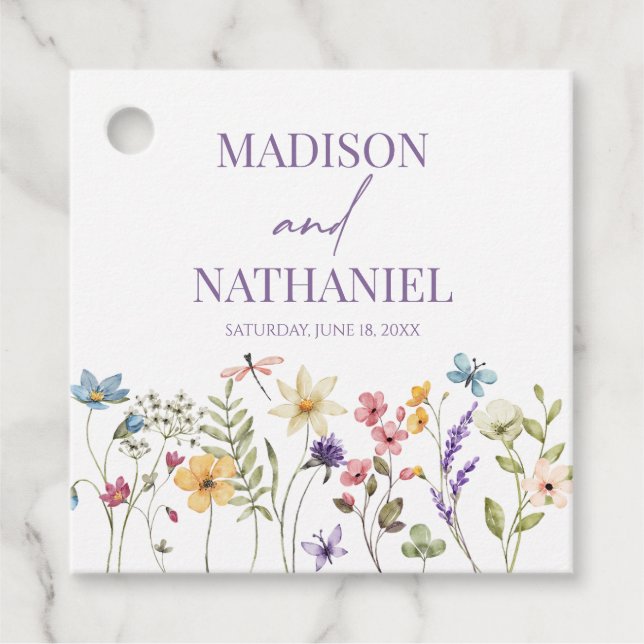 Wildblume Wild Blume Blumengarten Hochzeit Geschenkanhänger (Vorderseite)