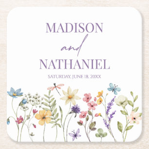 Wildblume Wild Blume Blumengarten Hochzeit Rechteckiger Pappuntersetzer