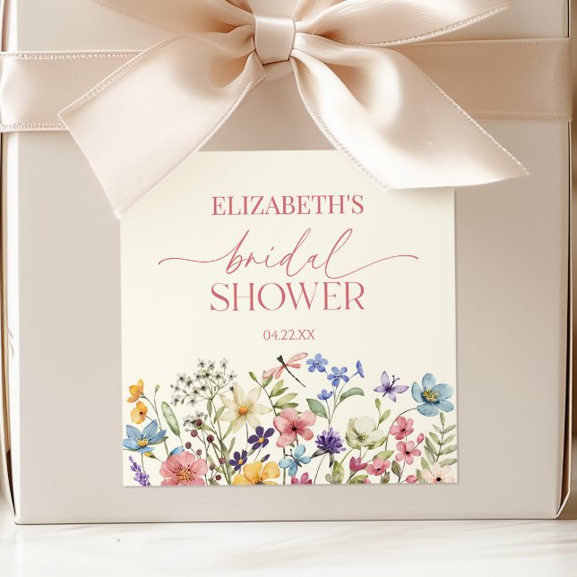 Wildblume Wild Blume Blumenstrauß Brautparty Quadratischer Aufkleber (Von Creator hochgeladen)