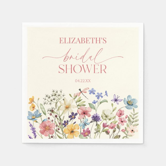 Wildblume Wild Blume Blumenstrauß Brautparty Serviette (Vorderseite)