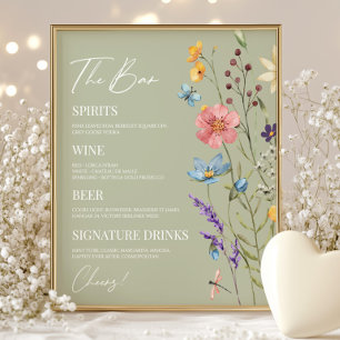 Wildblume Wild Blume Floral Wedding Bar Sign Poster