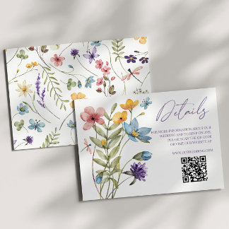 Wildblume Wild Blume QR Code Hochzeitdetails Begleitkarte