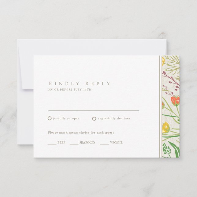 Wildblume Wild Meadow Outdoor Hochzeit RSVP Karte (Vorderseite)