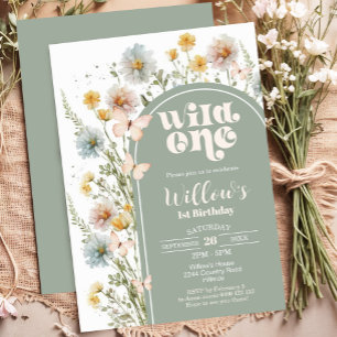 Wildblume Wild One Birthday Einladung Boho Sage