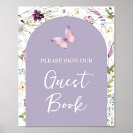 Wildblume Wild ONE Butterfly Garden Guest Book Poster