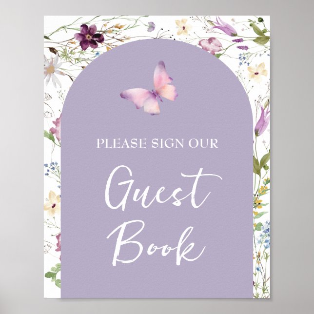 Wildblume Wild ONE Butterfly Garden Guest Book Poster (Vorne)