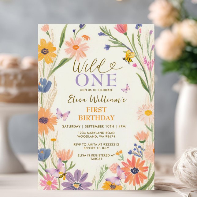Wildblume Wild ONE Butterfly Garden Party Einladung (Von Creator hochgeladen)