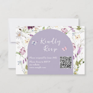 Wildblume Wild ONE Butterfly Garden Qr Rsvp Card Dankeskarte