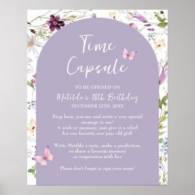 Wildblume Wild ONE Butterfly Garden Time Kapsel Poster (Vorne)