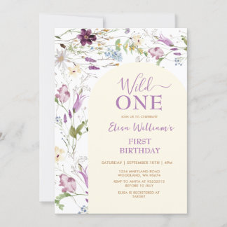 Wildblume Wild ONE Butterfly Geburtstag Einladung