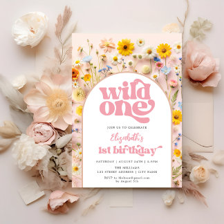 Wildblume Wild One Geburtstag Einladung