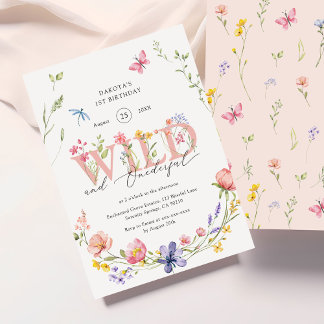 Wildblume Wild & Onederful 1. Geburtstag Einladung