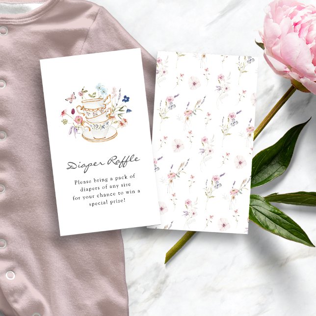 Wildblume-Windelkarte Begleitkarte (Wildflower Tea Party Baby Shower Diaper Raffle Enclosure Card by Painted Paperie
)