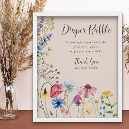 Wildblume Windeln Raffle Babydusche Poster