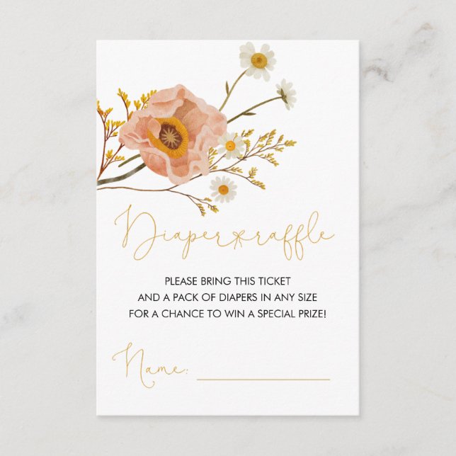 Wildblume Windelrad-Ticket , Bohemische Dusche Begleitkarte (Vorderseite)