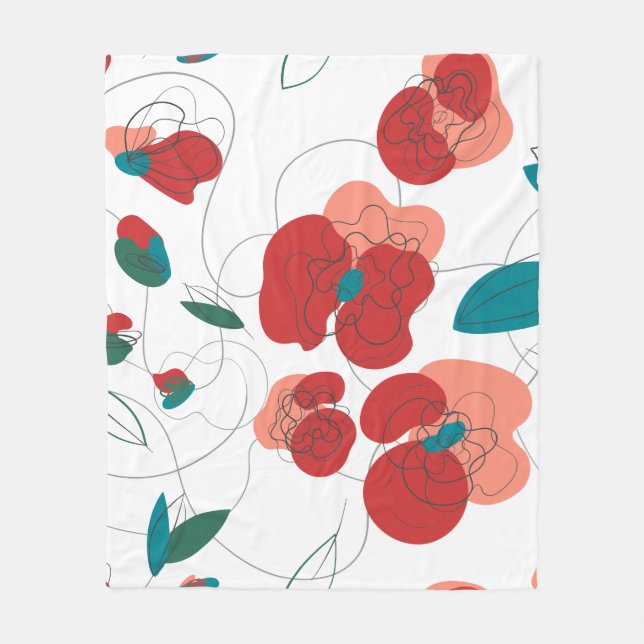 Wildblume Wonderland | Stilisierte Blume Fleecedecke (Vorderseite)