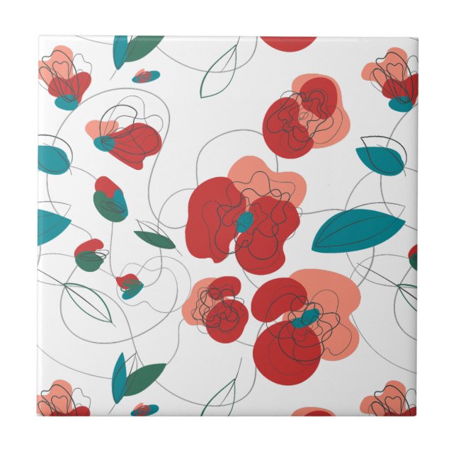 Wildblume Wonderland | Stilisierte Blume Fliese (Vorderseite)
