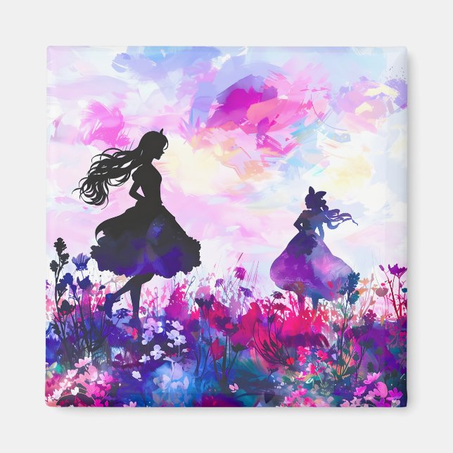 Wildblume Wonderland Wasserfarbe Magnet (Vorne)