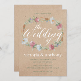 Wildblume Wraath on Kraft Country Wedding Einladung